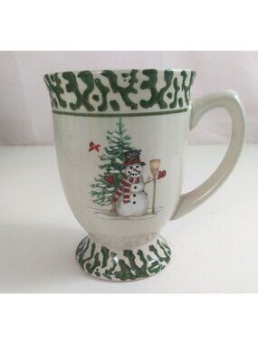 China Stoneware We Can Build A Snowman Footed Christmas Coffee Cup